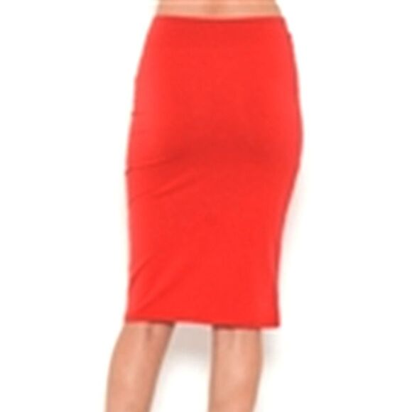 Heart & Hips Classics Womens Medium Rayon Vibrant Red Pencil Skirt - Picture 3 of 6